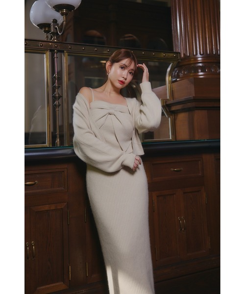 「Her lip to」 ニットカーディガン M ベージュ レディース_画像5