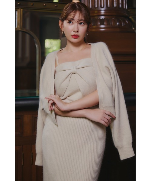 「Her lip to」 ニットカーディガン M ベージュ レディース_画像6