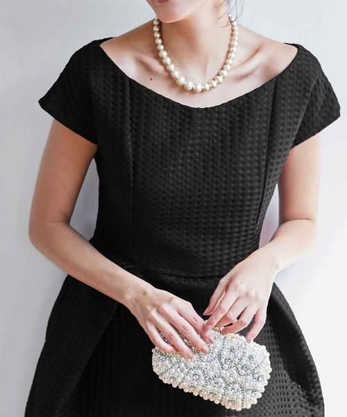 結婚式/オケージョンドレス　フィット＆フレア Aラインワッフルワンピース DRESS LAB ドレス 「結婚式/オケージョンドレス」フィット