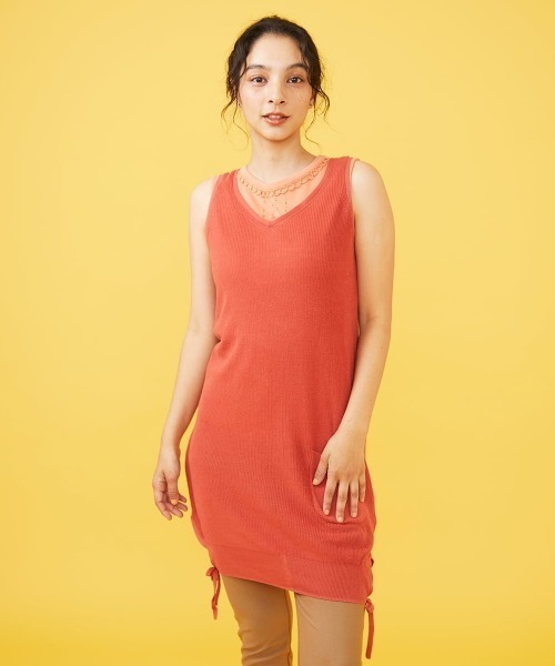 ニット セーター NATURAL YARN　コットンニットチュニック レディース
