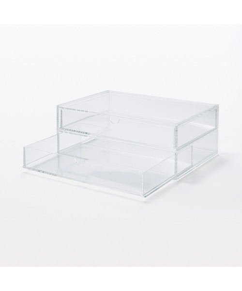 レア‼️ 無印良品　重なるアクリル　収納ボックス　新品・未開封　２個セットで！ 無印良品（MUJI） 収納 重なるアクリルケース2段引出・大 約幅25