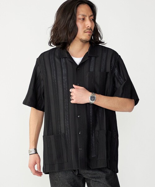 SHIPS（シップス） シャツ 半袖 BENCH MARKING SHIRT: ストライプ