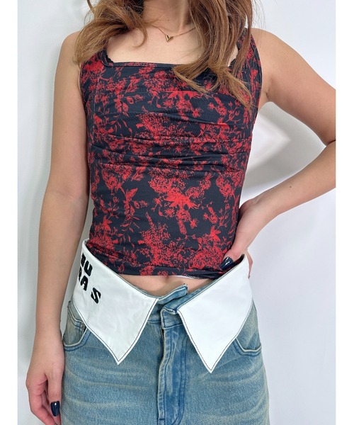 DURAS（デュラス） タンクトップ ノースリーブ Flower pattern top