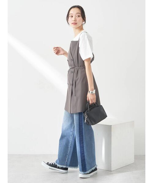 ☆JEANS ノースリーブ キャミソール ミニ ロゴ ワンピース GRL レースアップキャミソールデニムミニワンピース[tu1348]size