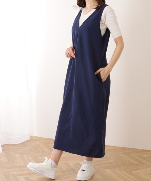 ワンピース 長袖 S-LL Vネック エレガント クラブ 上品 8121 club99440-01.jpg