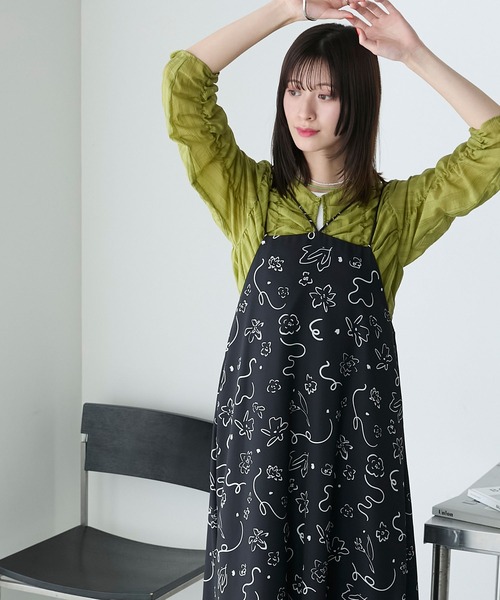 forksy. ワンピース 「forksy.」ニュアンス花柄2wayホルター