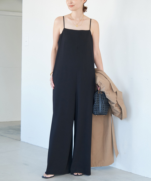 Deuxieme Classe black アセテートオールインワン　38 Deuxieme Classe black アセテートオールインワン38