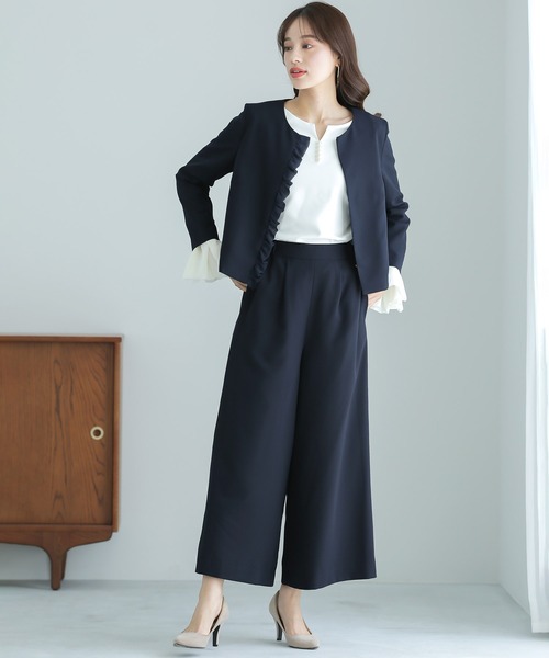 定番♡PLST 2WAY ストレッチ ノーカラーセットアップ 洗濯可 上S下M セットアップ 「洗濯機で洗える！接触冷感！2WAYストレッチ！防