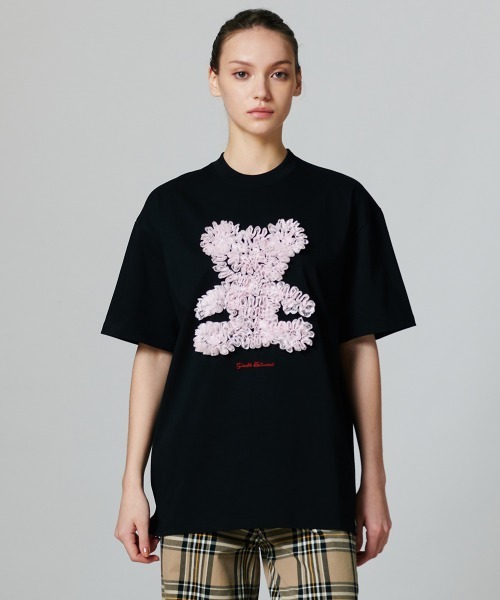 tシャツ レース刺繍ピンクベアTシャツ レディース