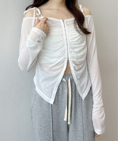Heather（ヘザー） tシャツ ギャザーフロントホックプルオーバー