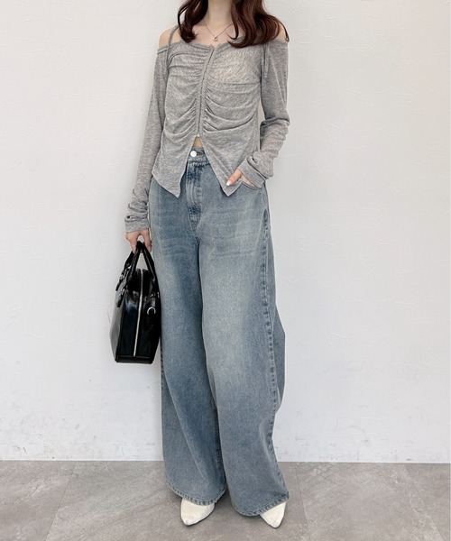 Heather（ヘザー） tシャツ ギャザーフロントホックプルオーバー