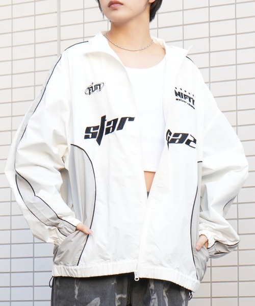 Starting Over ナイロンジャケット front embroidery piping