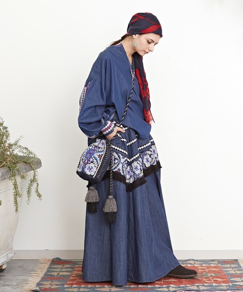 「チャイハネ」カヌムール刺繍デニムトップス レディース チャイハネ 「チャイハネ」カヌムール刺繍デニムトップス