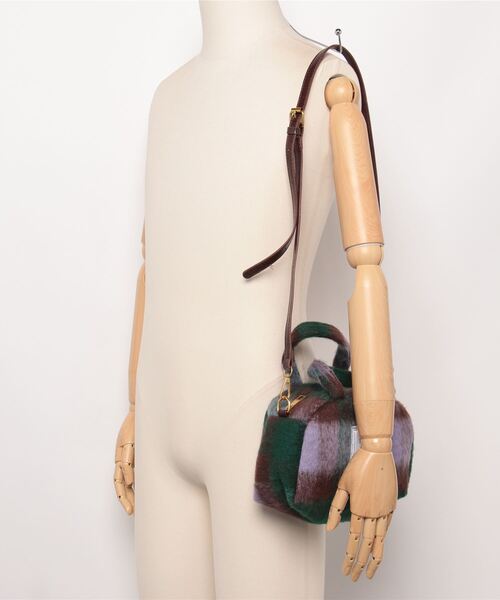 LYEON（リヨン） ボストンバッグ シャギーチェックボストンバッグ