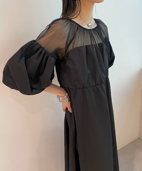 ワンピース オーガンジー シアー パフ袖 2色 楽天市場】【60％OFFクーポン対象】ロングワンピース
