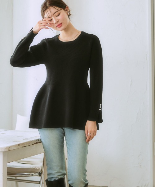 SONO ニットチュニック　黒　パール 雪が降るジャカードニットチュニック - ベルーナ【公式】