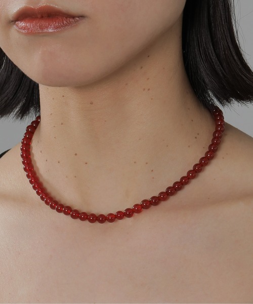 emesuelee ネックレス onyx carnelian necklace 6mm レディース