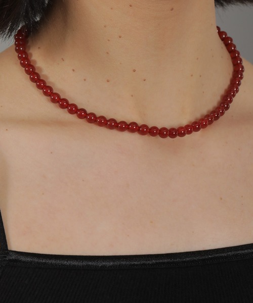 emesuelee ネックレス onyx carnelian necklace 6mm レディース 