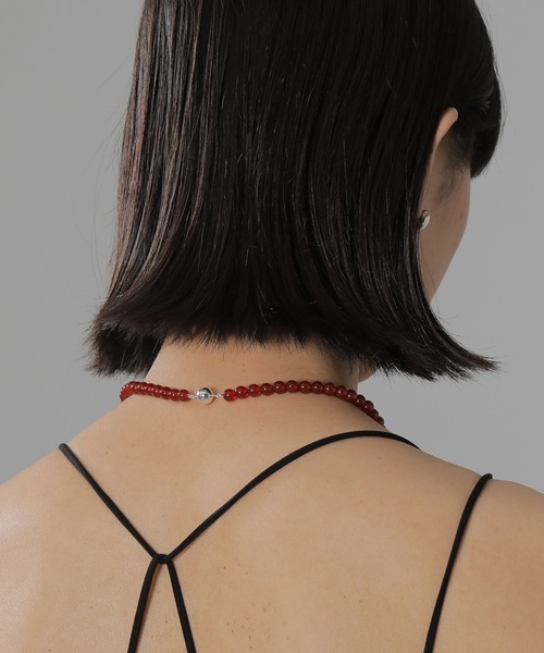 emesuelee ネックレス onyx carnelian necklace 6mm レディース