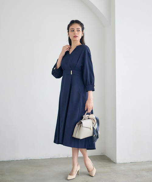【新品未使用】anuans カシュクールシャツワンピース　ネイビー カシュクールシャツワンピース