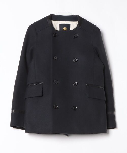 美品★Drawer ドゥロワー コート　38 ウール　アルパカ混　ブラック DRAWER（ドゥロワー） ノーカラーコート 38 ブラック レディース