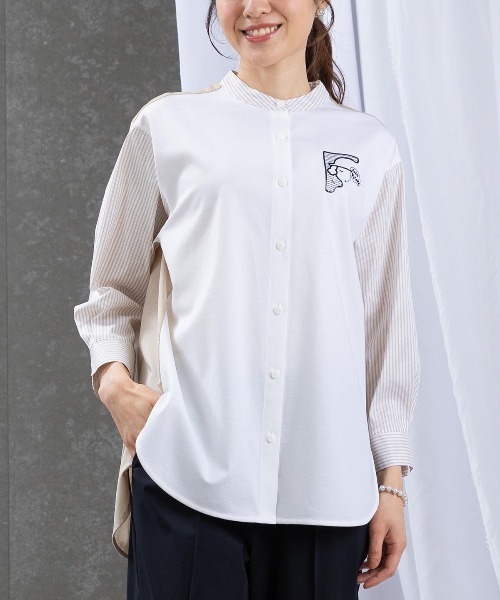 PICONE　ピッコーネ　ブラウス　シャツ　３８　￥21,450-　新品未使用品 STUDIO PICONE（スタジオピッコーネ） ブラウス シャツ ストライプ切替