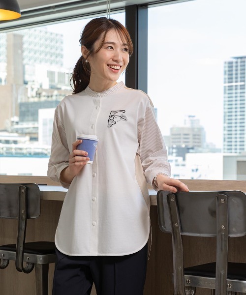 PICONE　ピッコーネ　ブラウス　シャツ　３８　￥21,450-　新品未使用品 STUDIO PICONE（スタジオピッコーネ） ブラウス シャツ ストライプ切替