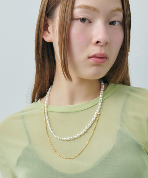 GOLDY（ゴールディ） ネックレス パール × チェーン マンテル