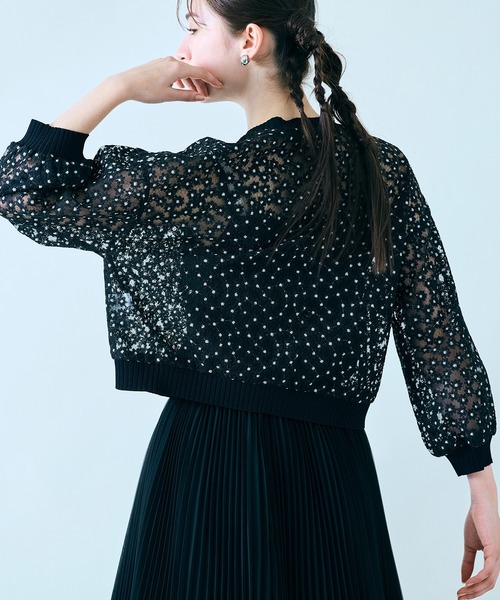 audie a muses プチフラワー刺繍カーディガン Audie a Muses カーディガン 「セットアップ対応」プチフラワー