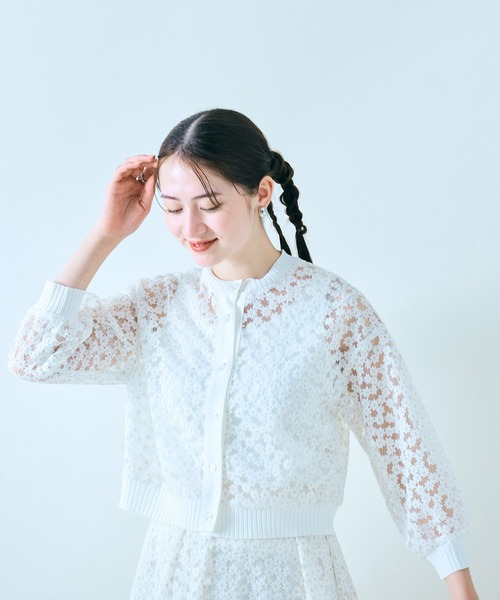 Audie a Muses カーディガン 「セットアップ対応」プチフラワー