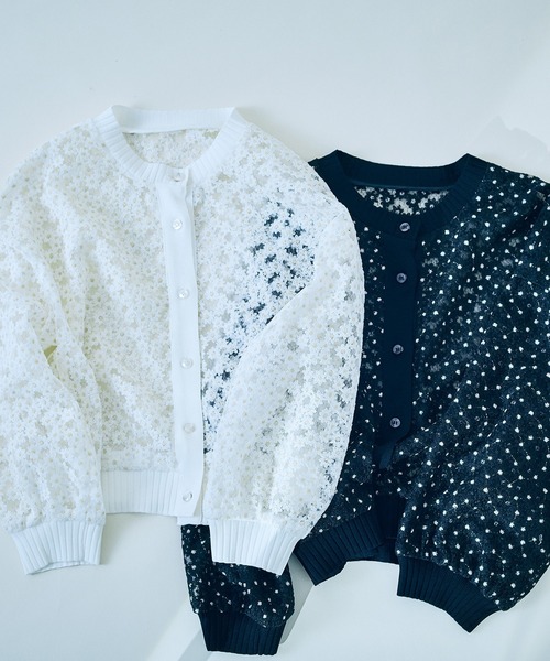 audie a muses プチフラワー刺繍カーディガン Audie a Muses カーディガン 「セットアップ対応」プチフラワー
