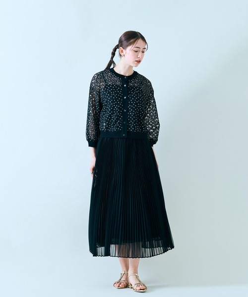 audie a muses プチフラワー刺繍カーディガン Audie a Muses カーディガン 「セットアップ対応」プチフラワー