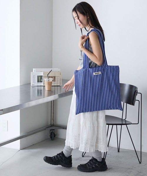 forksy. トートバッグ 「forksy.」カラーストライプ パイル地