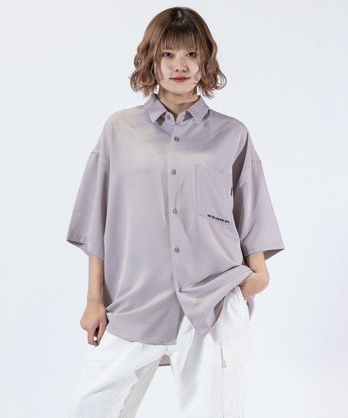 シャツ 半袖 a Naive Magic ナチュラルストレッチ BLUE GREEN Girlイラストプリント 半袖シャツ メンズ レディース