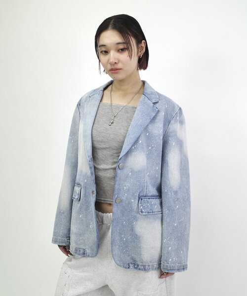 WHO'S WHO galleryデニムジャケット WHO'S WHO gallery ジャケット テーラードジャケット スプレー