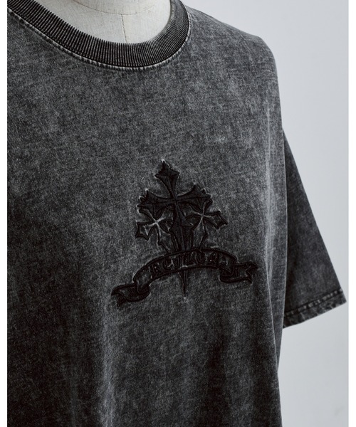 新品レフレム　クロス刺繍Tシャツ　グレー REFLEM tシャツ 「REFLEM/レフレム」クロス刺繍Tシャツ/ハーフ