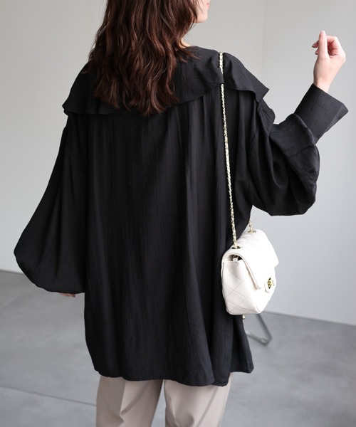 ap retro ブラウス シャツ ビックカラーラッフルフリルブラウス
