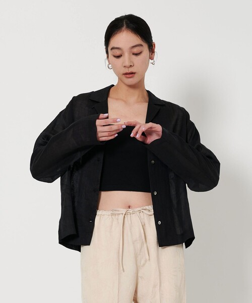 「BEAUTY&YOUTH UNITED ARROWS」 半袖シャツ FREE ブラック レディース BEAUTY&YOUTH UNITED ARROWS｜麻 オープンカラー シャツ