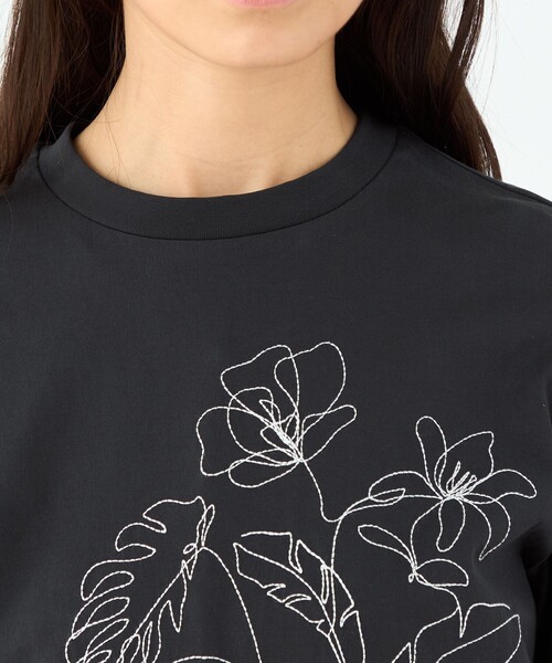 MACPHEE  ボタニカルエンブリロイダリーハーフスリーブTシャツ MACPHEE（マカフィー） tシャツ ボタニカルエンブロイダリー ハーフ