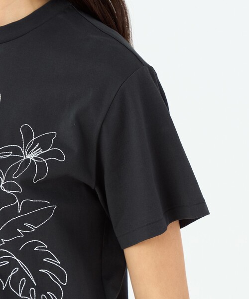 tシャツ ボタニカルエンブロイダリー ハーフスリーブTシャツ レディース MACPHEE tシャツ ボタニカルエンブロイダリー ハーフスリーブT
