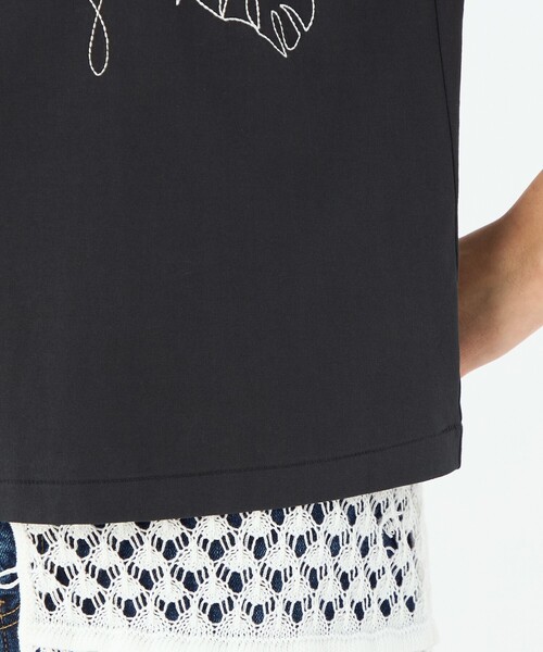 MACPHEE  ボタニカルエンブリロイダリーハーフスリーブTシャツ MACPHEE（マカフィー） tシャツ ボタニカルエンブロイダリー ハーフ