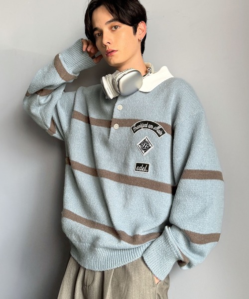 java☆。.:＊・゜ご確認下さい。。。 Java セーター ニット 「JaVaジャバコラボ」ワッペンデザインラガー