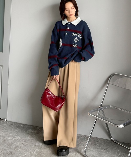 Java セーター ニット 「JaVaジャバコラボ」ワッペンデザインラガー