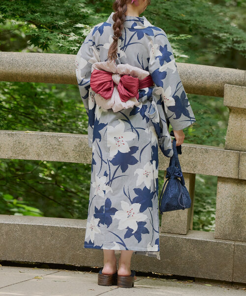 かおりん　ゆかた　浴衣　注染　幅広　ユリ　美品 かおりん様専用 ゆかた 浴衣 注染 幅広 ユリ 美品 （仕立上り