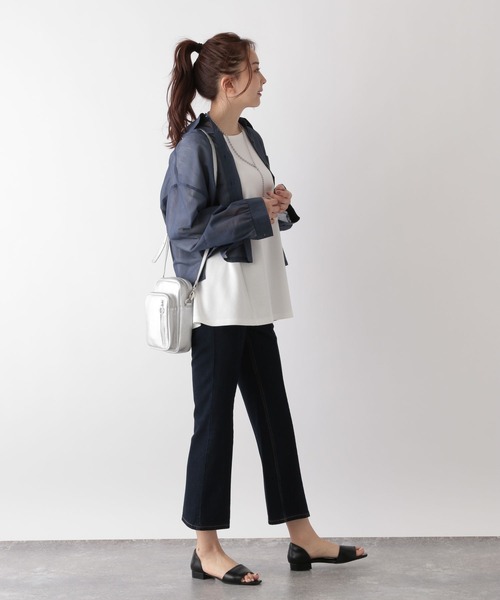 「GLOBAL WORK」 7分袖カットソー MEDIUM ブラック レディース