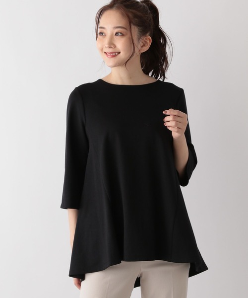 「GLOBAL WORK」 7分袖カットソー MEDIUM ブラック レディース