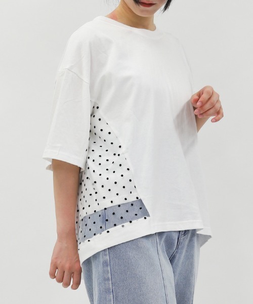 tシャツ 「洗える」ドットチュールプルオーバー レディース axes femme tシャツ ドットチュールプルオーバー レディース