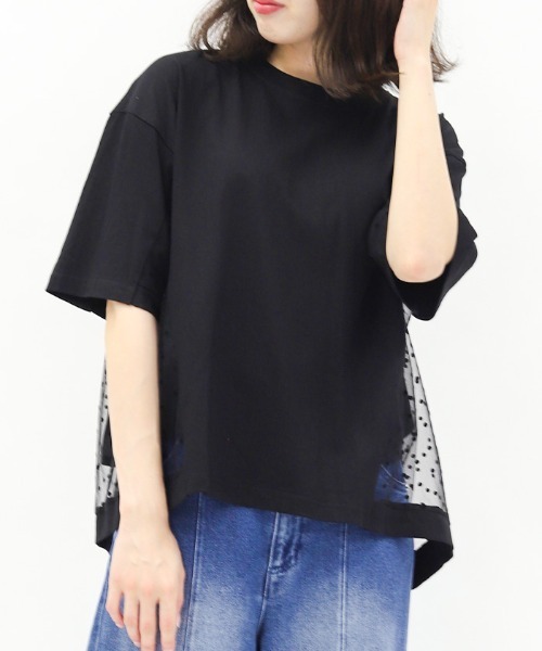 tシャツ 「洗える」ドットチュールプルオーバー レディース axes femme tシャツ ドットチュールプルオーバー レディース
