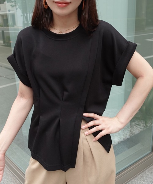 CORNERS（コーナーズ） tシャツ タック入りフレンチスリーブスリットT