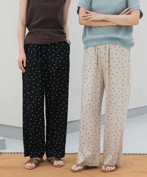 新品タグ付◆ BLACK DOORS リネンレーヨンドットイージーパンツ URBAN RESEARCH DOORS（アーバンリサーチドアーズ）の「リネン